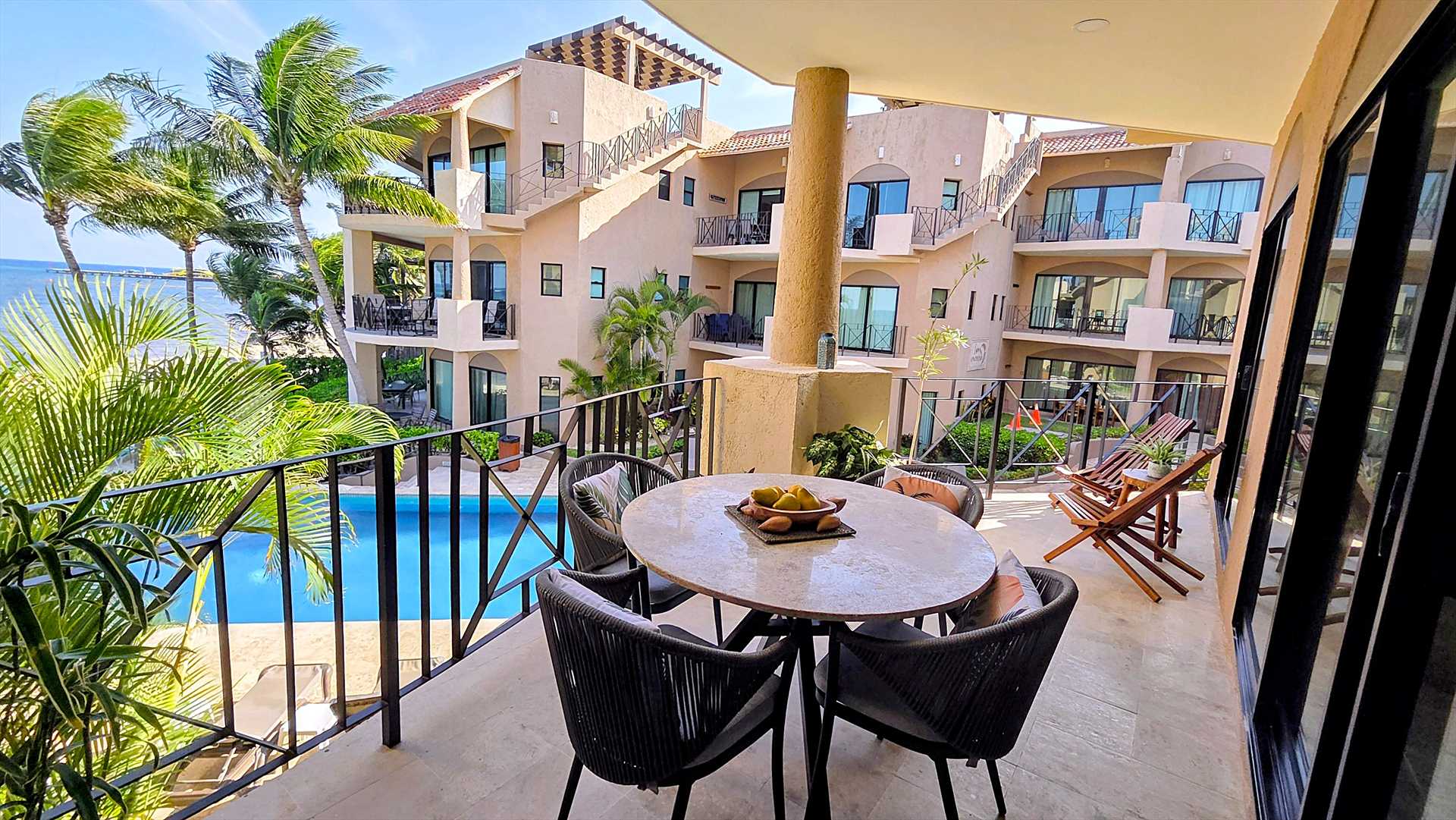 Splendid ocean views from this large balcony