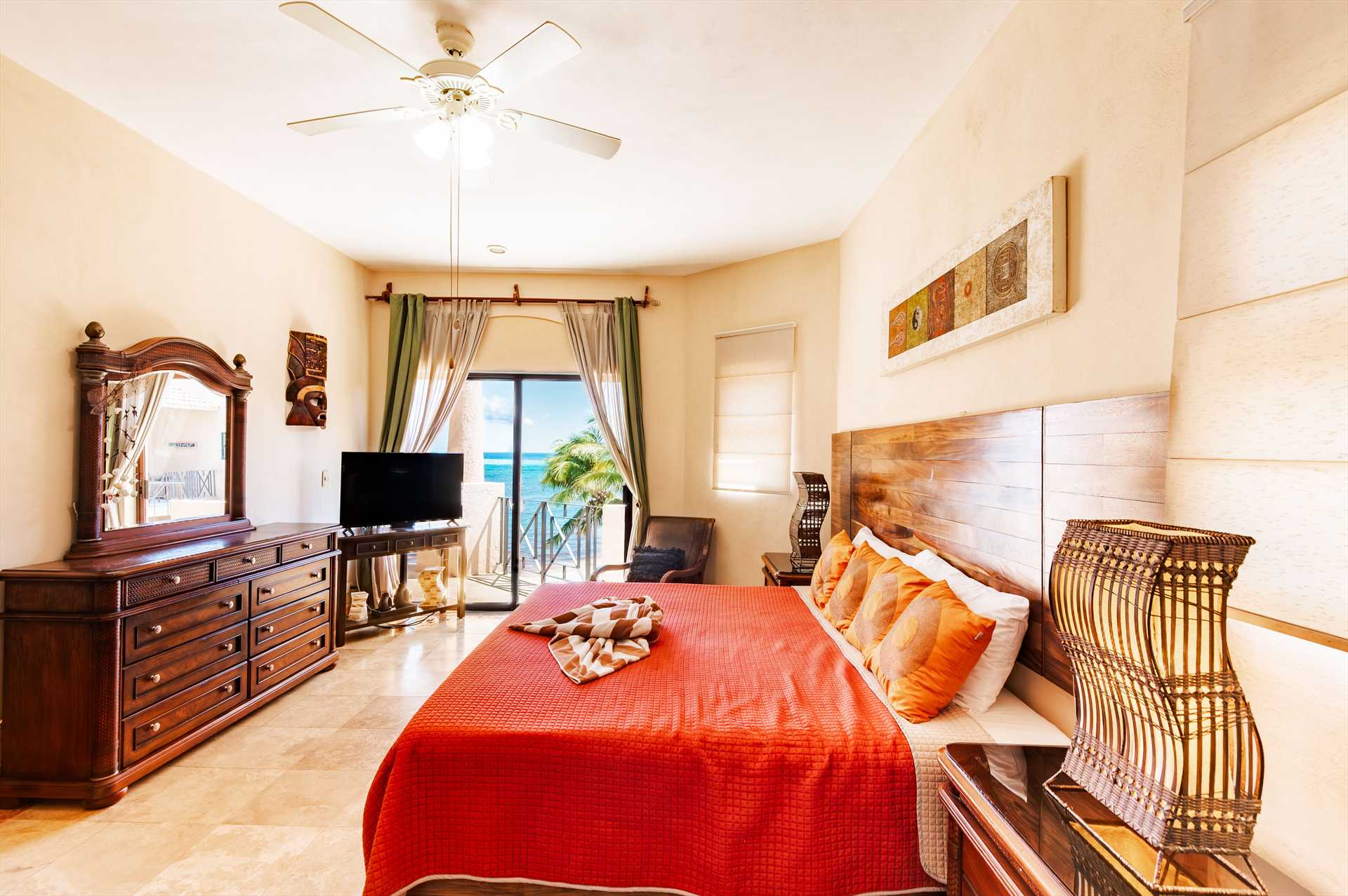 Wake to ocean views from this master king